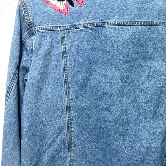 White Stag vintage Blue Jean Jacket with Colorful Patches Large - Picture 6 of 6